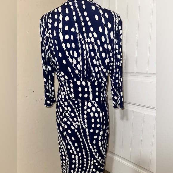 Talbots white & blue polka dotted dress with light weighted breathable material - Picture 2 of 12